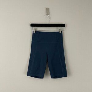 Girlfriend Collective Navy Blue High Rise Bike Shorts Size Small